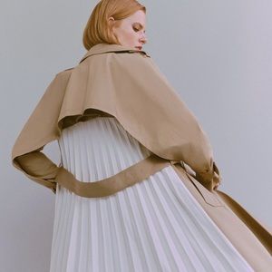 Karen Millen cotton pleated skirt trench coat